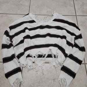 Rue21 Cream and Brown Knit Sweater